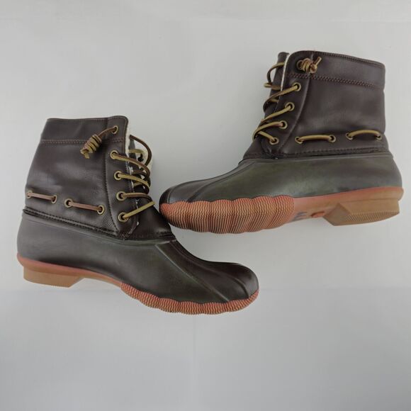 Seven7 Boots Womens 9 Rubber Duck Boots Faux Leather Sheepskin Lining - Picture 10 of 13